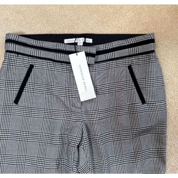 NWT - VERONICA BEARD White, Gray, and Black Glen Plaid "Cigarette" Pants - 6 - Picture 4 of 11